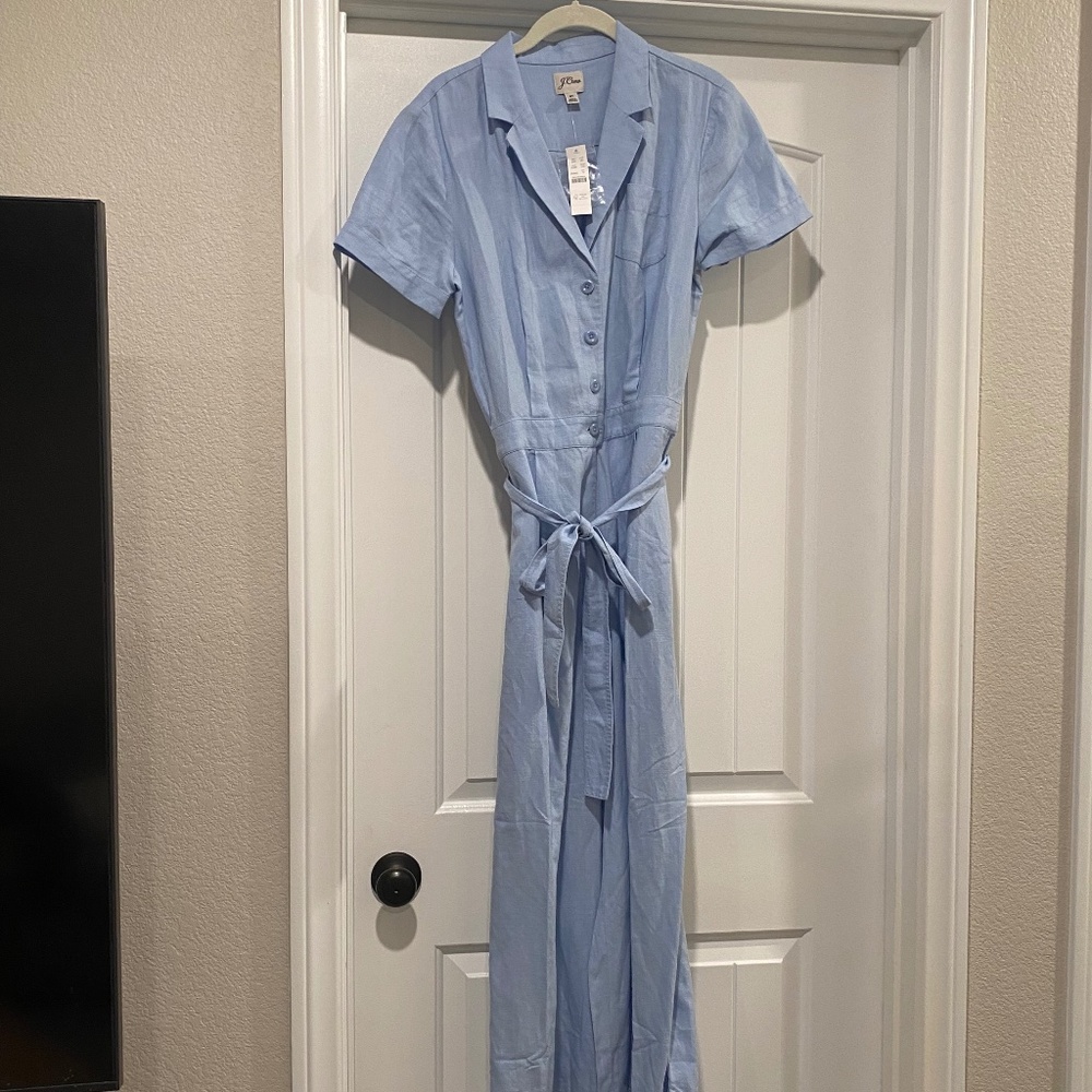 J. Crew Wide Leg Linen Jumpsuit Size 8 Tall NWT